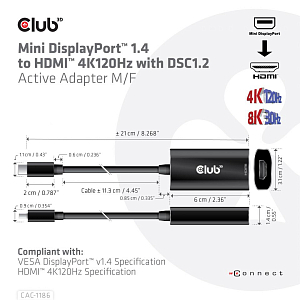 Активный адаптер Mini DisplayPort 1.4 на HDMI 4K 120 Гц (DSC v1.2)